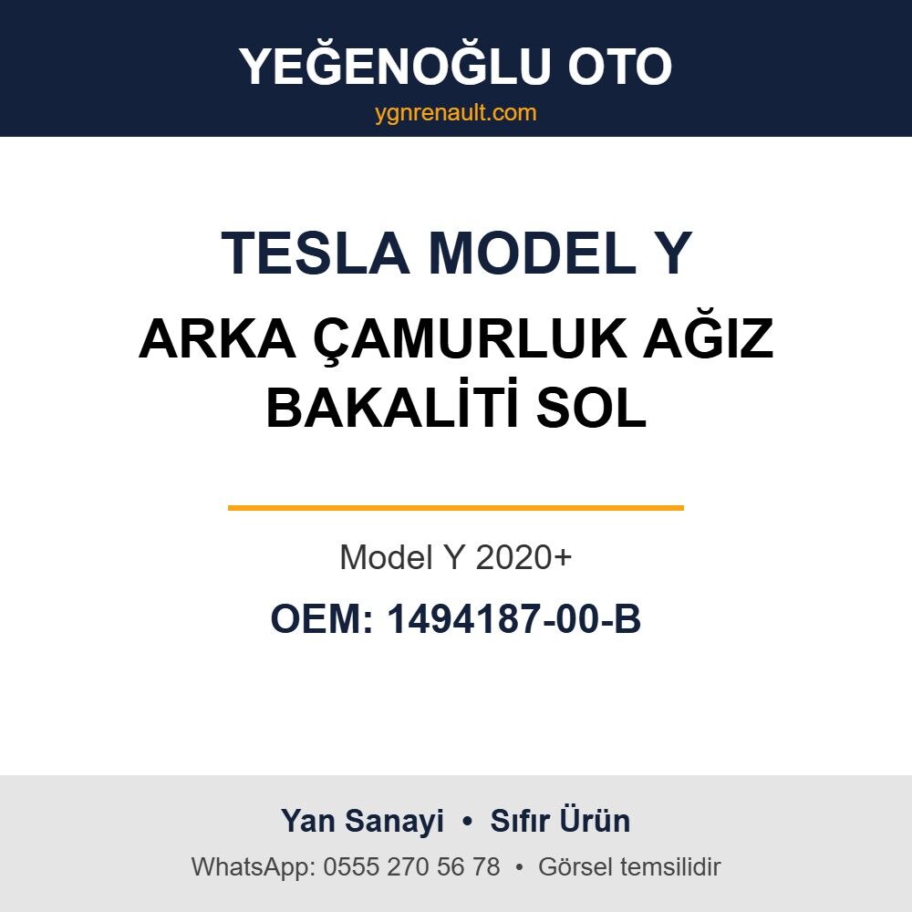 Tesla Model Y Arka Çamurluk Ağız Bakaliti Sol (Model Y 2020+) Yan Sanayi 1494187-00-B