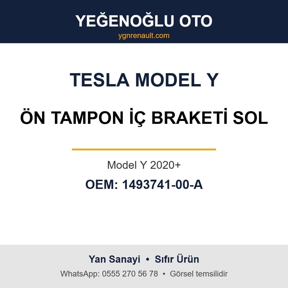 Tesla Model Y Ön Tampon İç Braketi Sol (Model Y 2020+) Yan Sanayi 1493741-00-A