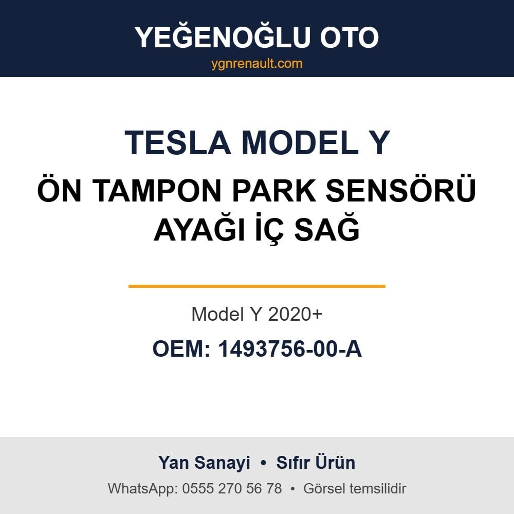Tesla Model Y Ön Tampon Park Sensörü Ayağı İç Sağ (Model Y 2020+) Yan Sanayi 1493756-00-A
