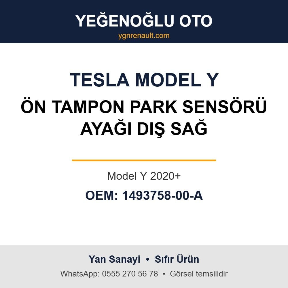 Tesla Model Y Ön Tampon Park Sensörü Ayağı Dış Sağ (Model Y 2020+) Yan Sanayi 1493758-00-A