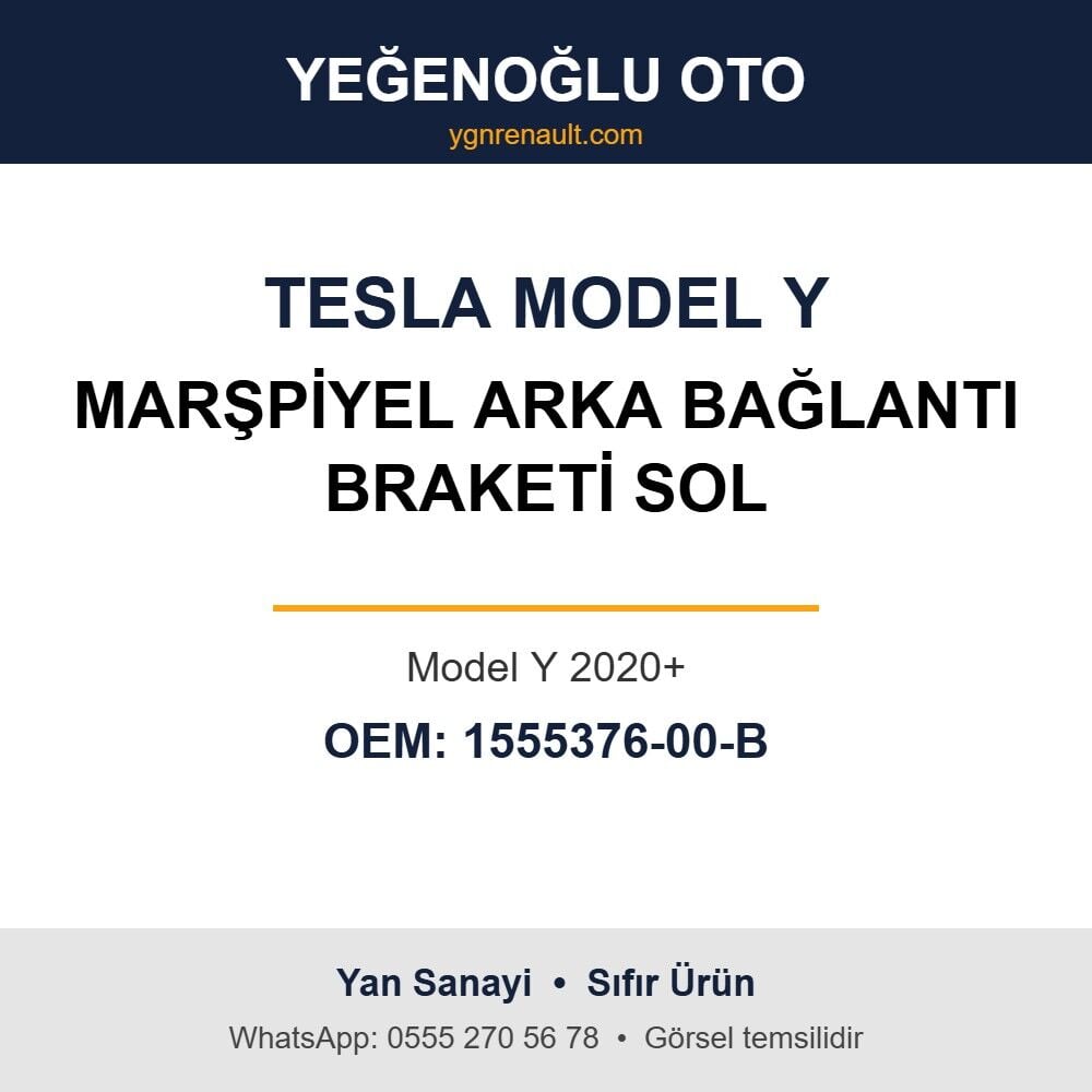 Tesla Model Y Marşpiyel Arka Bağlantı Braketi Sol (Model Y 2020+) Yan Sanayi 1555376-00-B