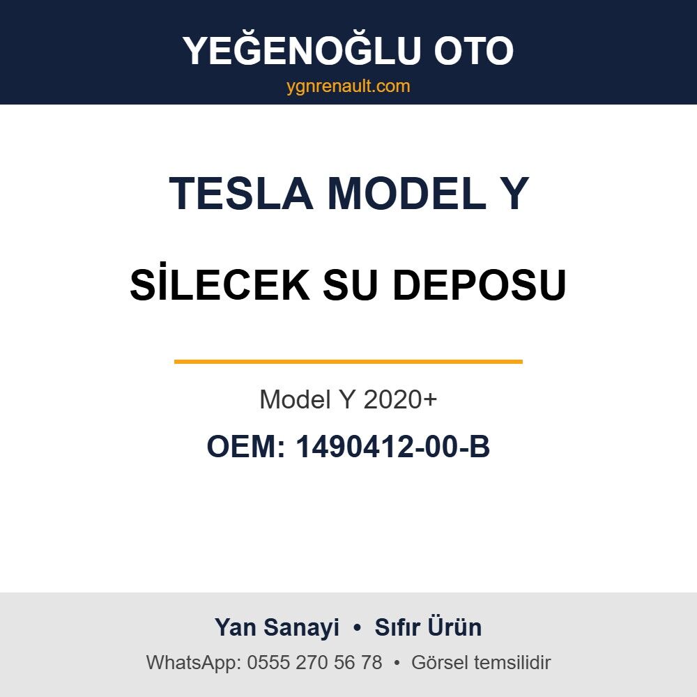 Tesla Model Y Silecek Su Deposu (Model Y 2020+) Yan Sanayi 1490412-00-B