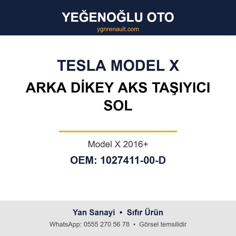 Tesla Model X Arka Dikey Aks Taşıyıcı Sol (Model X 2016+) Yan Sanayi 1027411-00-D