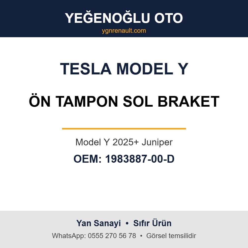 Tesla Model Y Ön Tampon Sol Braket (Model Y 2025+ Juniper) Yan Sanayi 1983887-00-D