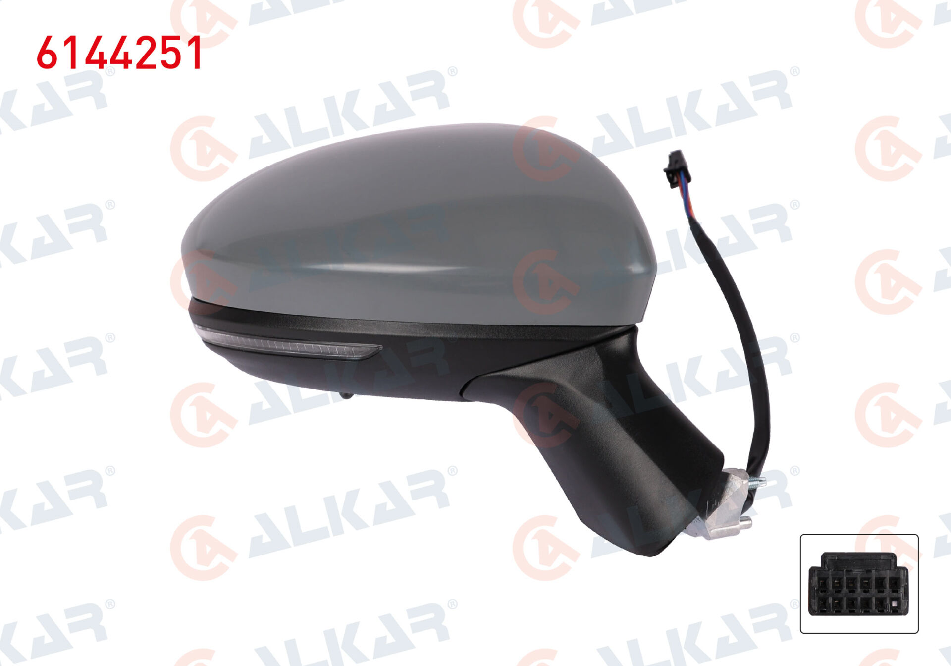 Renault Clio 5 Katlanır Ayna Sağ (Dış Dikiz Aynası) Elektrikli Isıtmalı Sinyalli Sensörlü 11 Pin (Clio V) Alkar 6144251