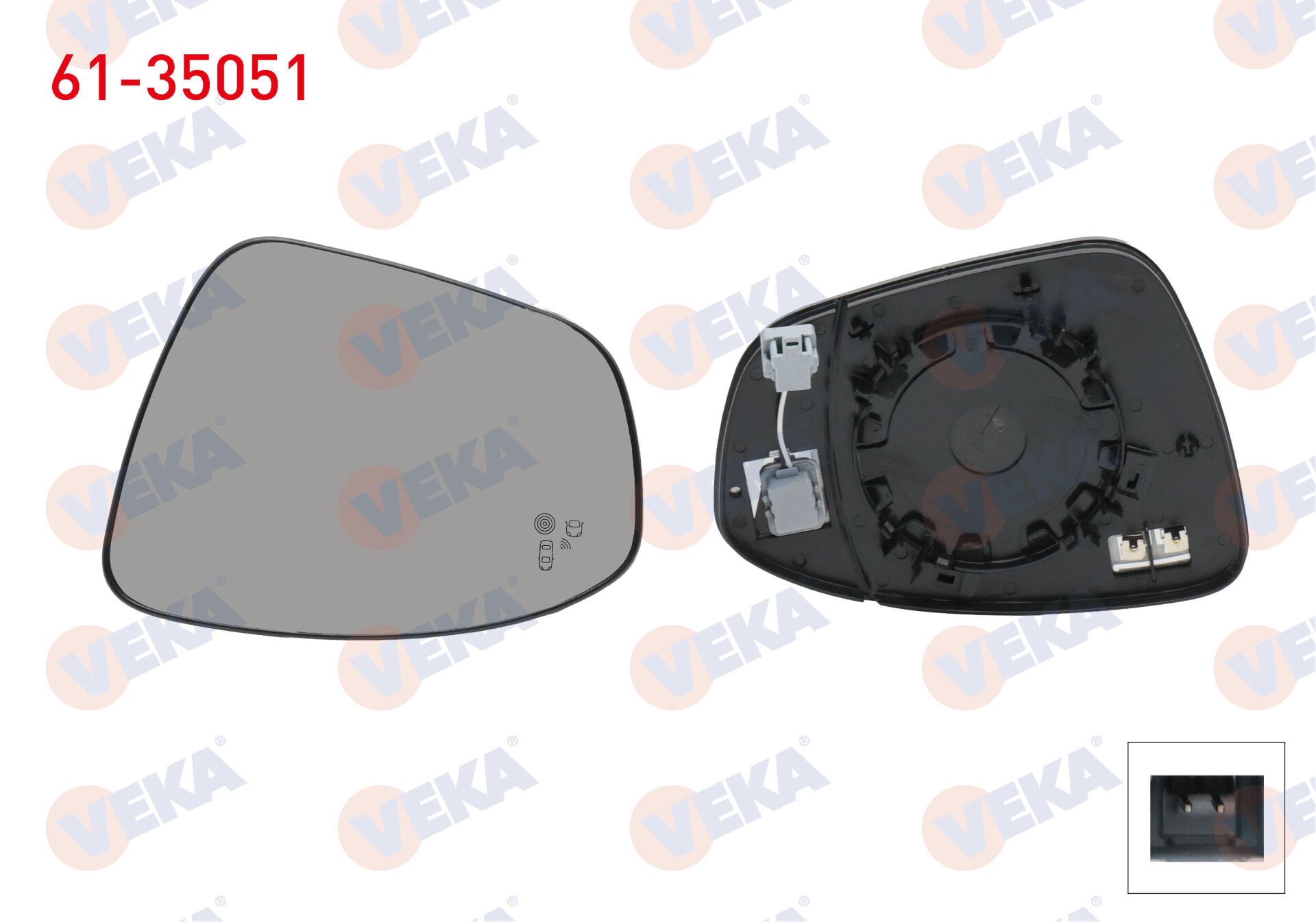 Renault Clio 5 Sol Ayna Camı Isıtmalı Kör Noktalı (Clio V / Megane IV / Talisman) Veka 61-35051